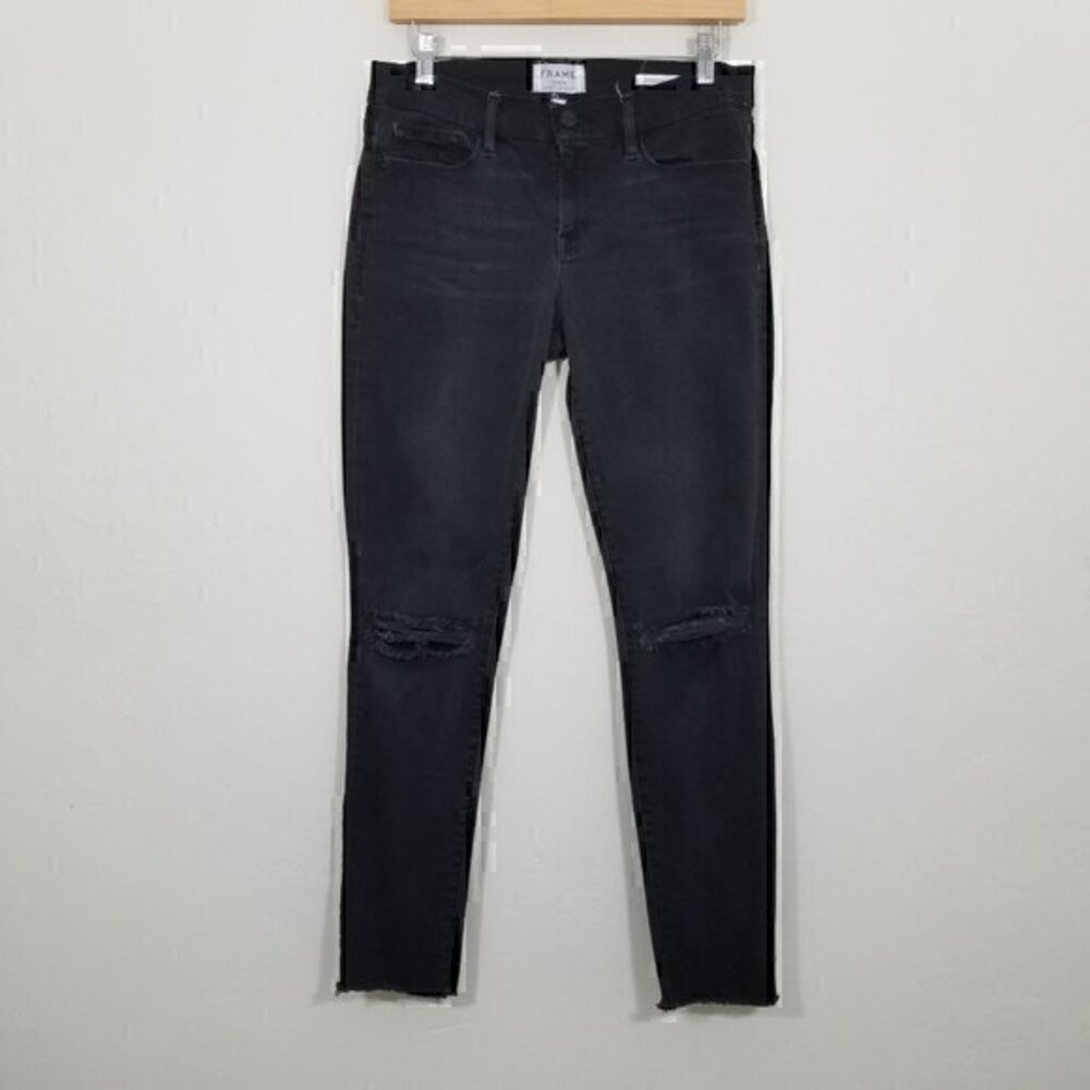 Frame Denim Le Skinny de Jeanne Distressed Stretch Jeans Size 30